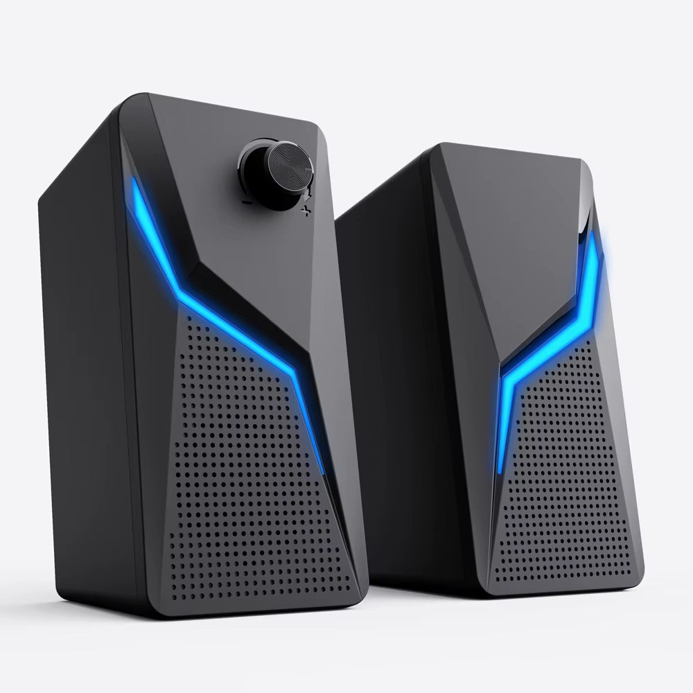 Computer Gaming Speakers PC Sound Box HIFI Stereo Microphone USB Wired with LED RGB Lighting Strong Bass 2.0 Loudspeaker