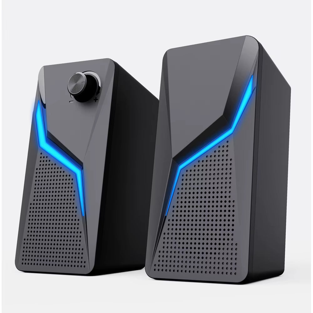 Computer Gaming Speakers PC Sound Box HIFI Stereo Microphone USB Wired with LED RGB Lighting Strong Bass 2.0 Loudspeaker