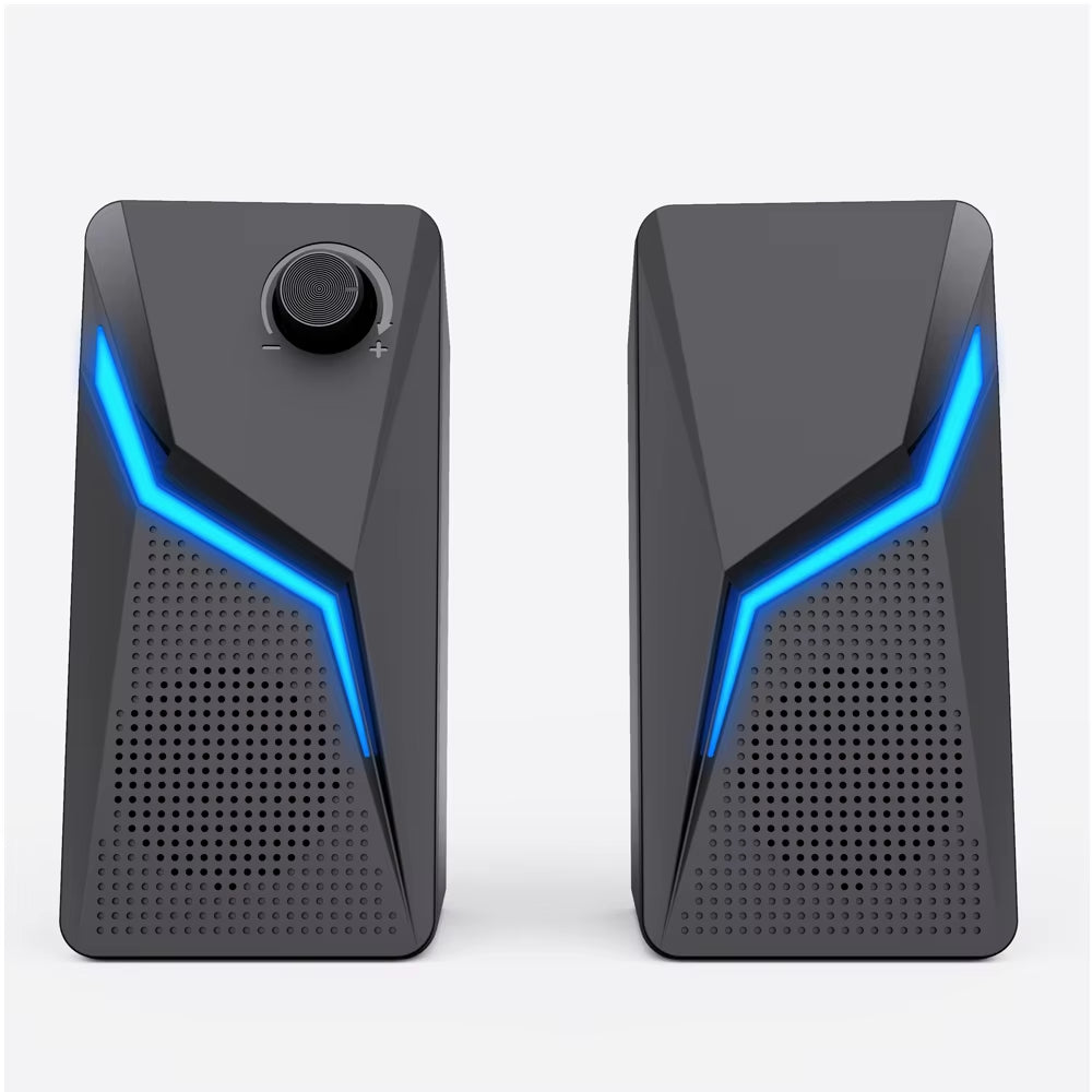 Computer Gaming Speakers PC Sound Box HIFI Stereo Microphone USB Wired with LED RGB Lighting Strong Bass 2.0 Loudspeaker