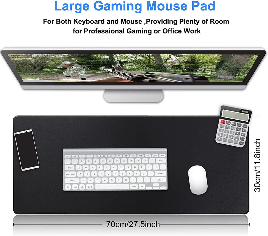 Gaming Mouse Pad Size 27.5X11.8,New Non-Slip Rubber & Waterproof Black Mousepad with Stitched Edges for Gaming, Office & Home 70X30 Black01