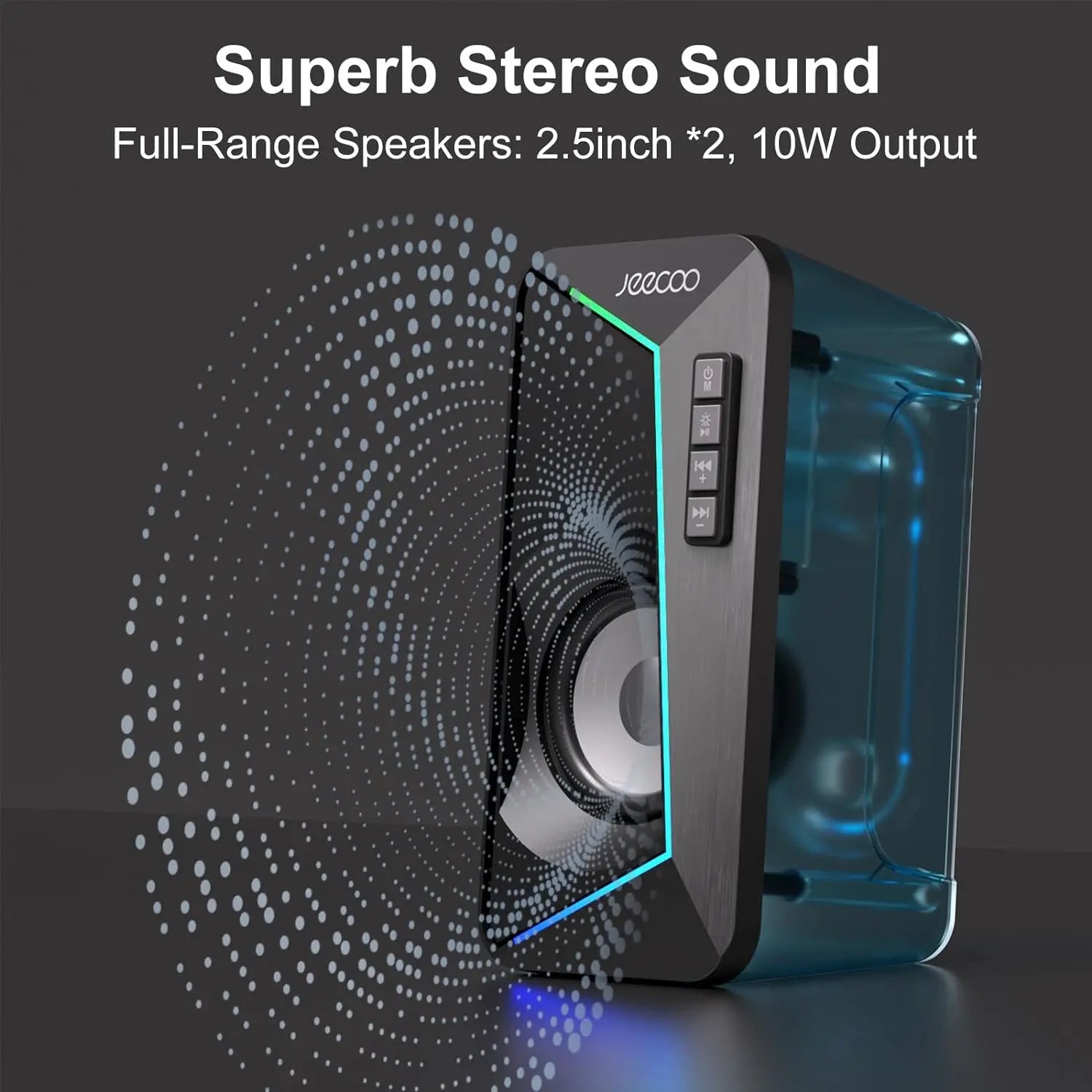 M30 Bluetooth Computer Speakers, PC Gaming Speakers for Desktop with Crisp Stereo Sound,Dynamic LED Modes,10W-Usb-Powered