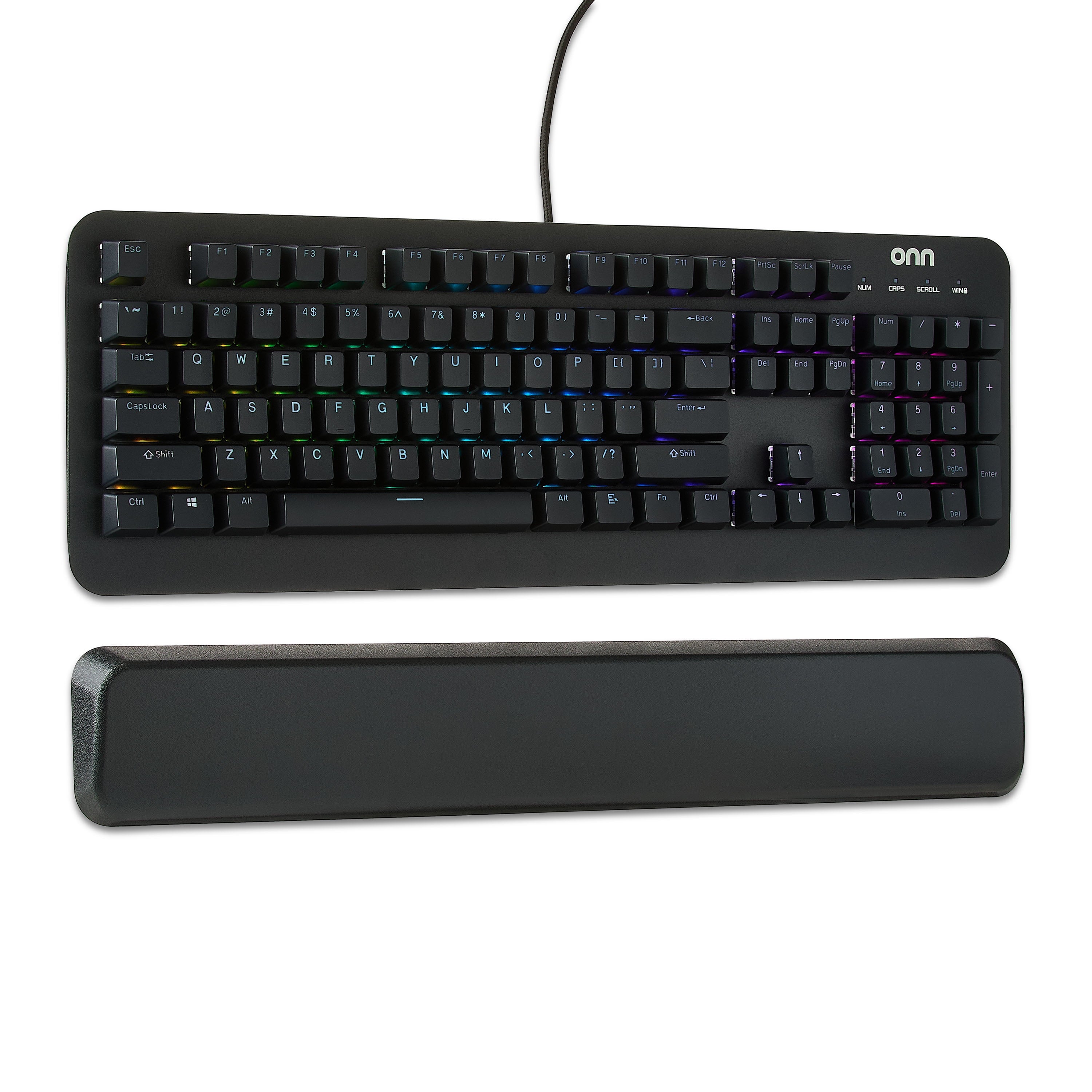 Gaming Mechanical Keyboard with Blue Switches, Adjustable 16.8M LED Lighting, 104 Keys, Black